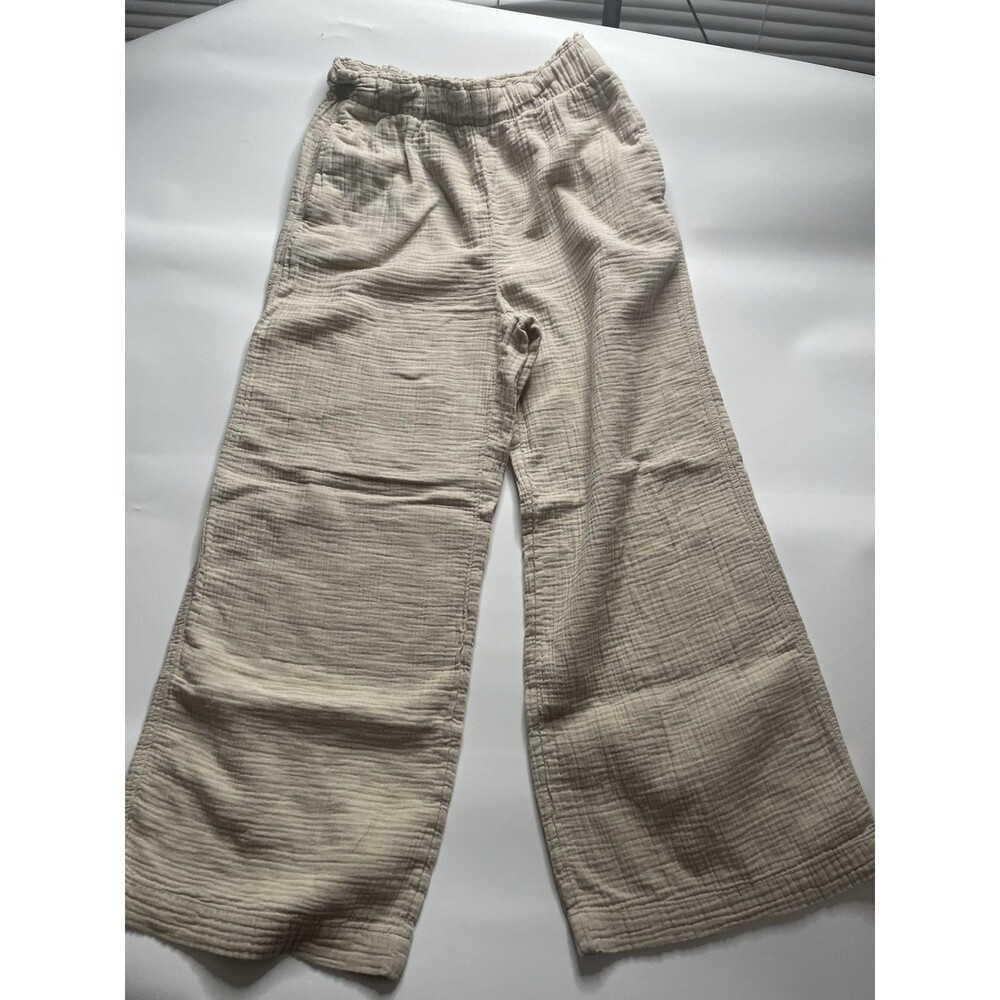 Honest Cotton Gauze Crop Palazzo Pants in Ecru Size M